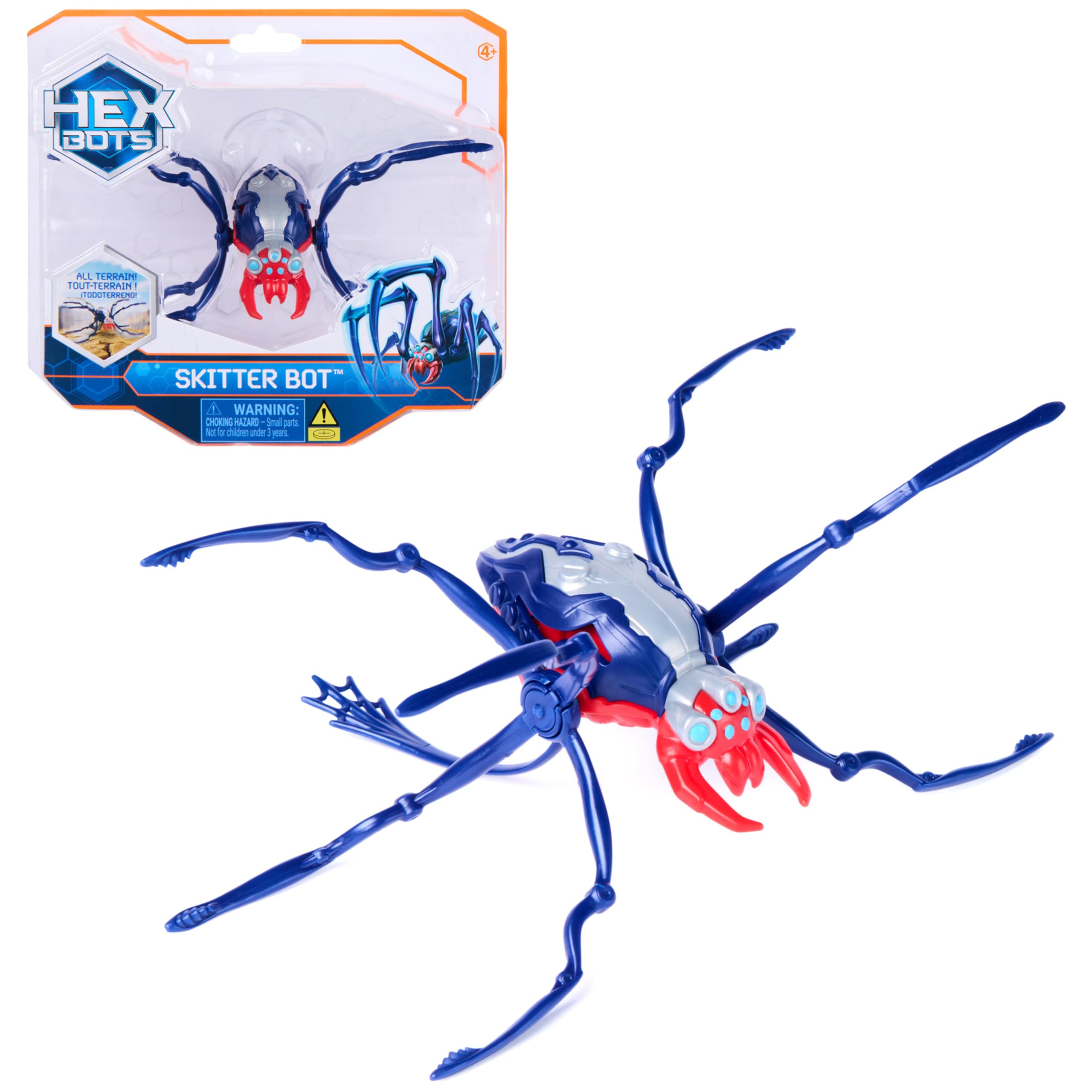 HEX Bots Skitter Bot Spider - Autonomous Robot Insect Toy for Kids Aged 4+, Indoor/Outdoor, Red