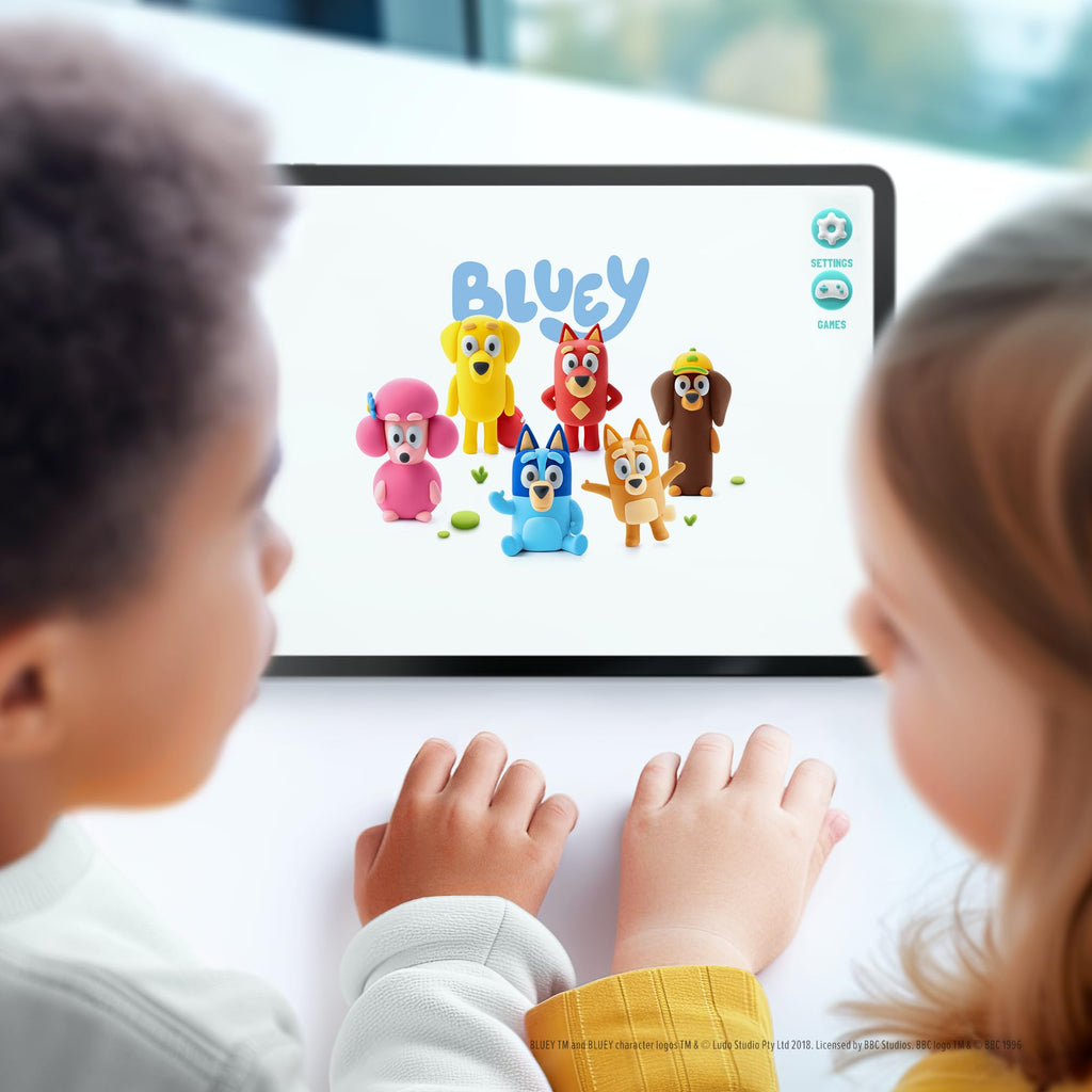HEY CLAY Bluey & Friends Bingo Air-Drying Clay Kit – 5 Cans Non-Toxic Modeling Clay for Kids Ages 3+ with Interactive App