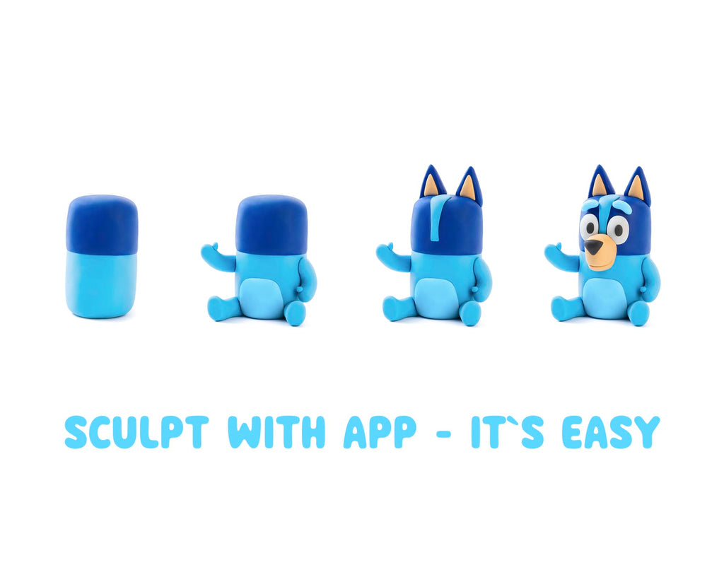 HEY CLAY Bluey & Friends Bingo Air-Drying Clay Kit – 5 Cans Non-Toxic Modeling Clay for Kids Ages 3+ with Interactive App