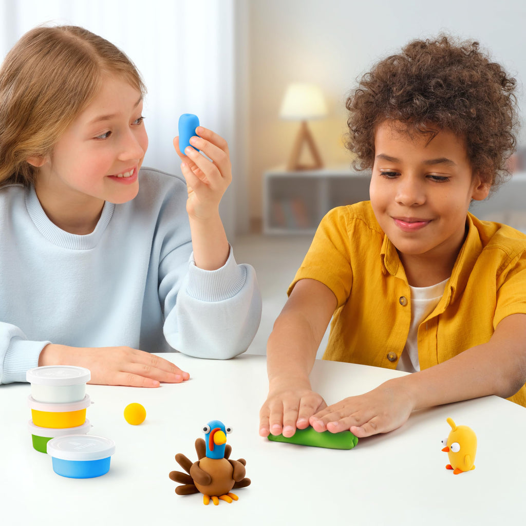 HEY CLAY Farm Birds Air Dry Clay Set – 6 Cans with Interactive App for Ages 3+