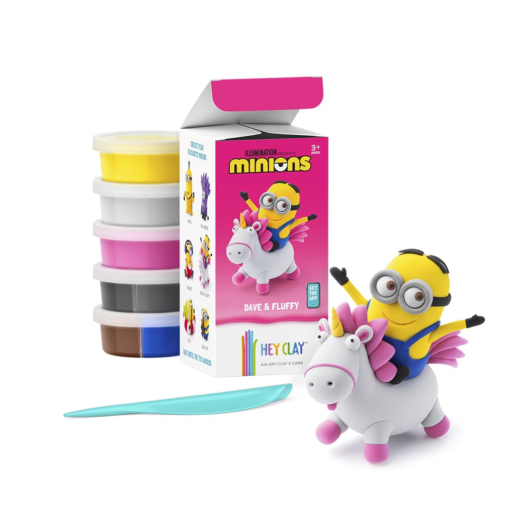 HEY CLAY Minions Modeling Clay for Kids – 5 Cans, Tools, Interactive App (Ages 3+)
