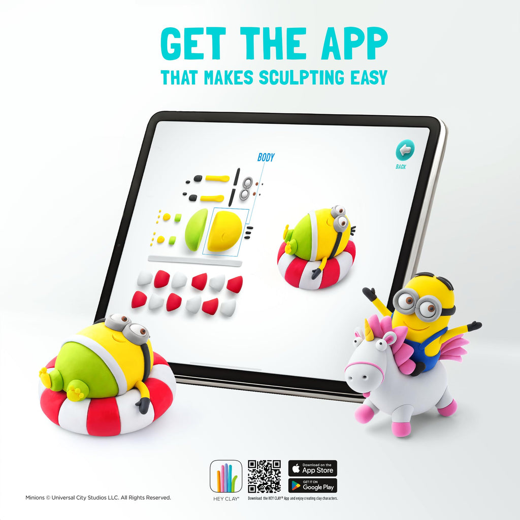 HEY CLAY Minions Modeling Clay for Kids – 5 Cans, Tools, Interactive App (Ages 3+)