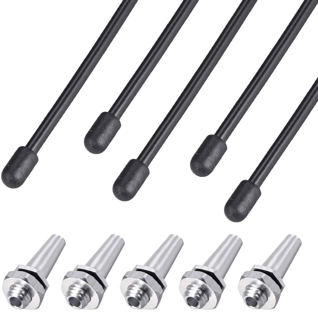Heyiarbeit RC Antenna Tube Set - 5pcs Black Plastic Tubes with Aluminum Mounts for Boat, Vehicle