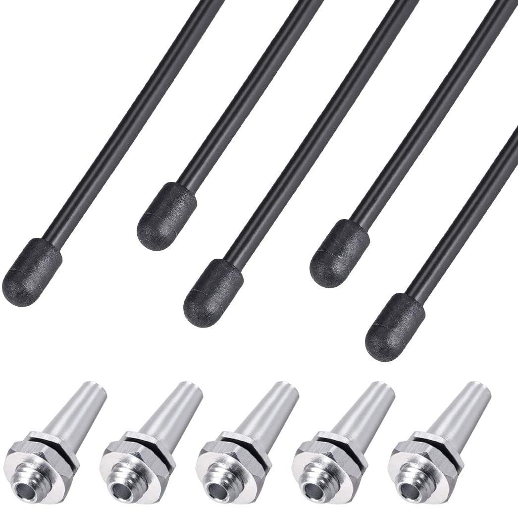 Heyiarbeit RC Antenna Tube Set - 5pcs Black Plastic Tubes with Aluminum Mounts for Boat, Vehicle