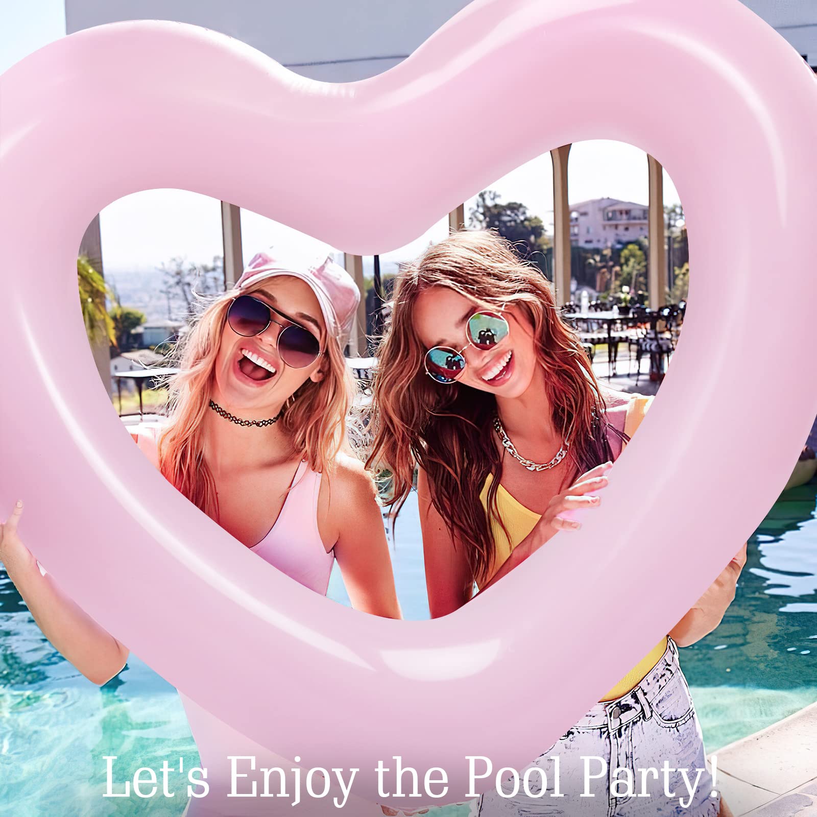 HeySplash Heart-Shaped Pool Float for Adults – 2-Pack Inflatable Pool Tubes, 110 cm, Supports Up to 200 kg