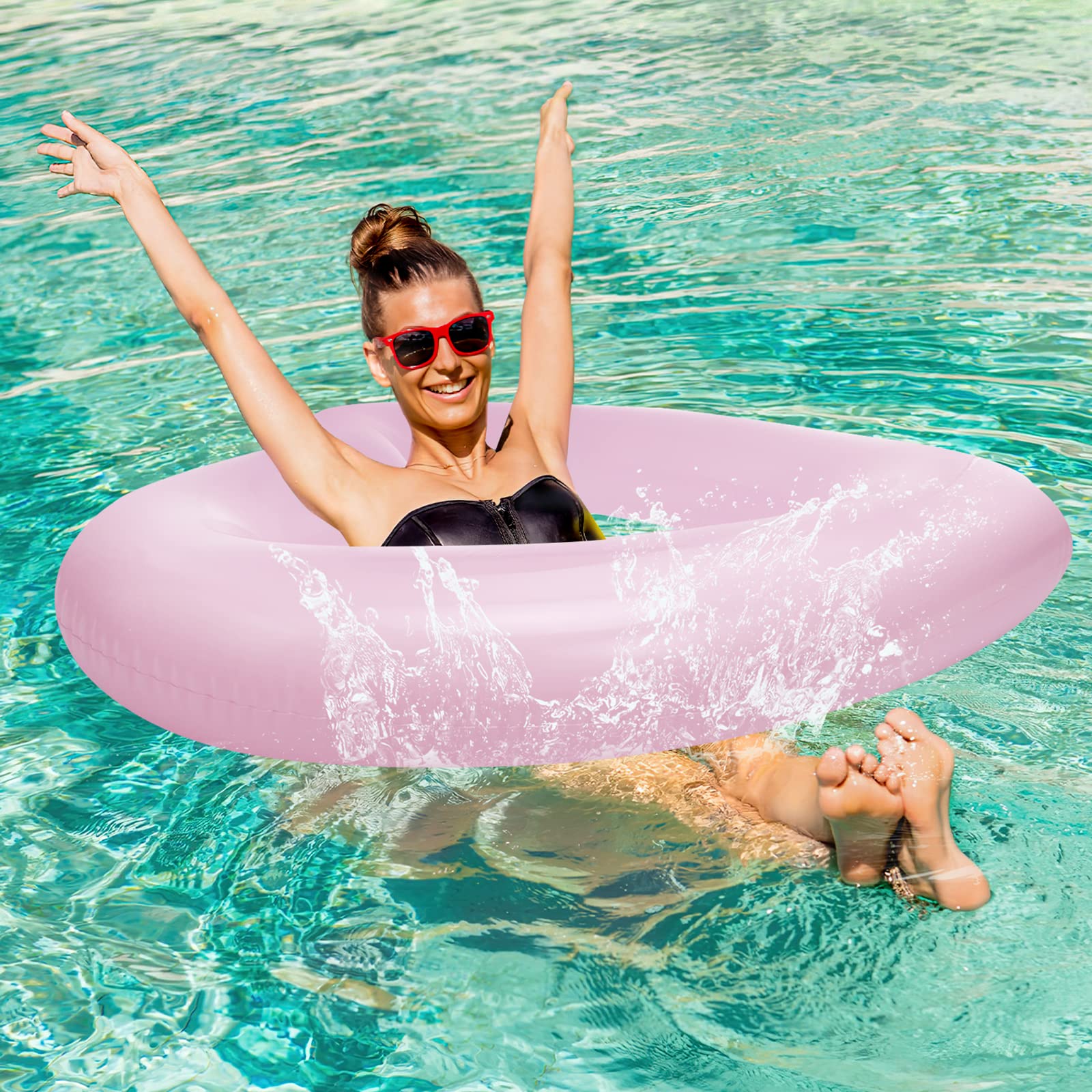 HeySplash Heart-Shaped Pool Float for Adults – 2-Pack Inflatable Pool Tubes, 110 cm, Supports Up to 200 kg