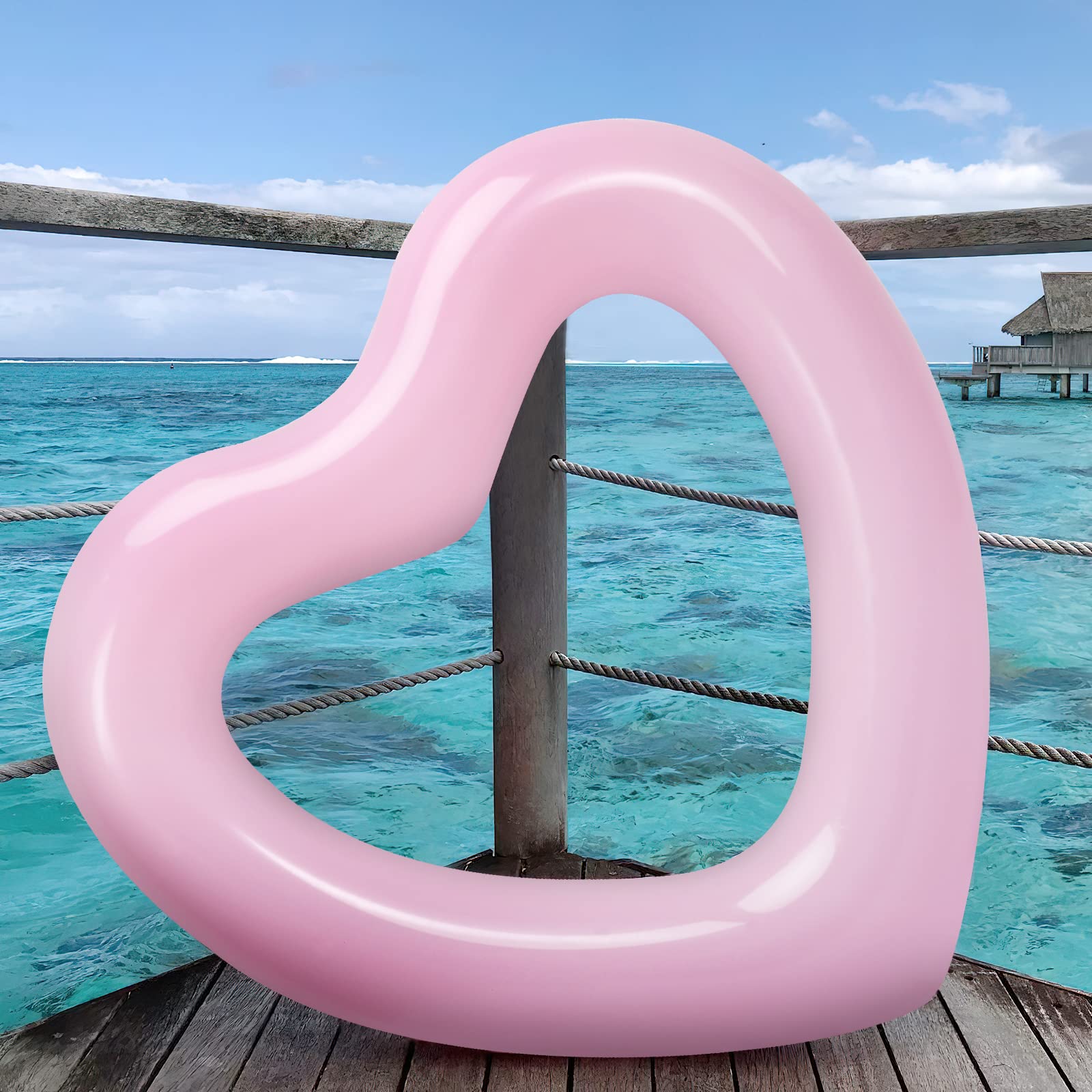 HeySplash Heart-Shaped Pool Float for Adults – 2-Pack Inflatable Pool Tubes, 110 cm, Supports Up to 200 kg