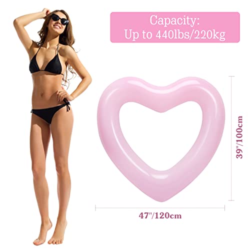 HeySplash Heart-Shaped Pool Float for Adults – 2-Pack Inflatable Pool Tubes, 110 cm, Supports Up to 200 kg