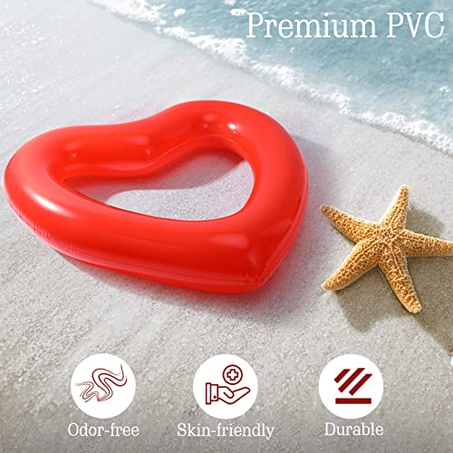 HeySplash Heart-Shaped Pool Float for Adults – Inflatable Glitter Ring, 47x39 Inches, Supports 440 lbs