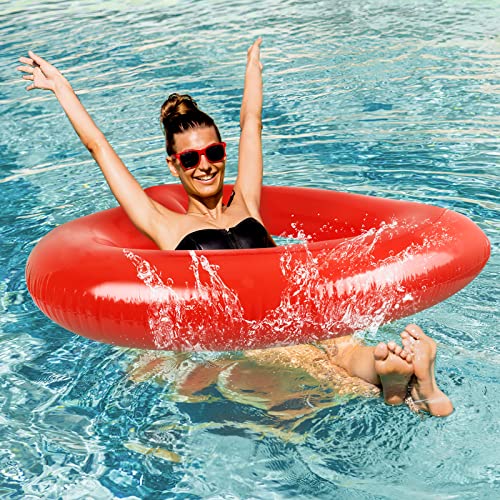 HeySplash Heart-Shaped Pool Float for Adults – Inflatable Glitter Ring, 47x39 Inches, Supports 440 lbs