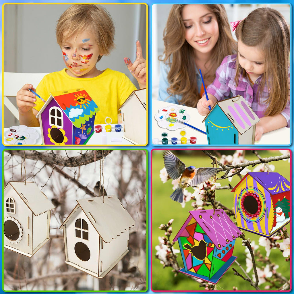 Heyzeibo 4-Pack Birdhouse Kit – Kids Build and Paint Their Own Wooden Bird Houses