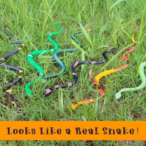 HFATMOS 12-Pack Realistic Rubber Snakes – 11in Prank Props for Parties, Garden & Gags
