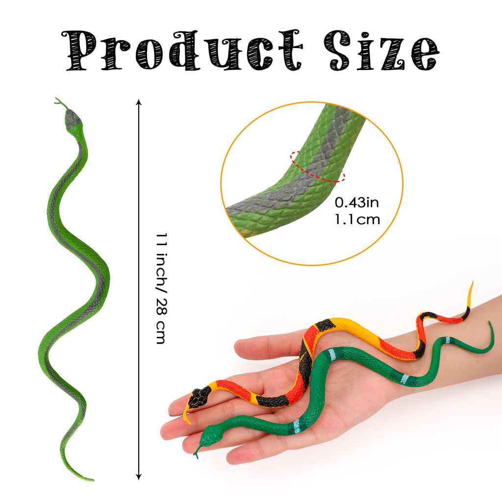 HFATMOS 12-Pack Realistic Rubber Snakes – 11in Prank Props for Parties, Garden & Gags