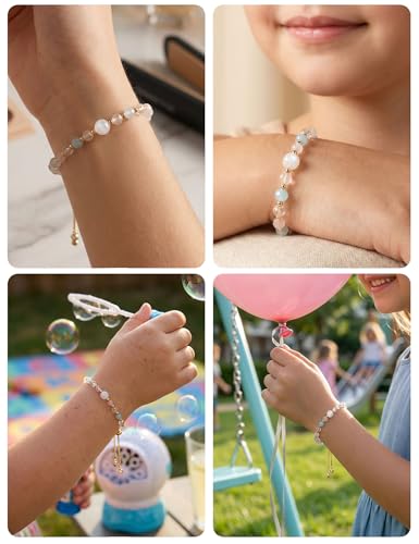 HGDEER Moonstone Adjustable Bracelet for Teen Girls – Natural Stone with Inspirational Card & Gift Pouch