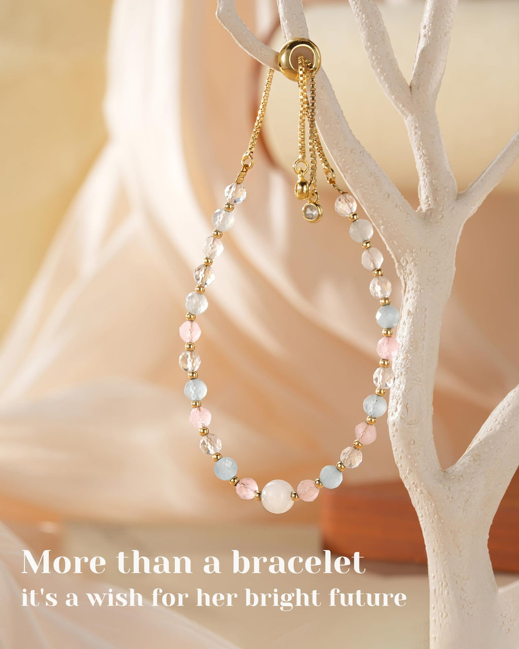 HGDEER Moonstone Adjustable Bracelet for Teen Girls – Natural Stone with Inspirational Card & Gift Pouch