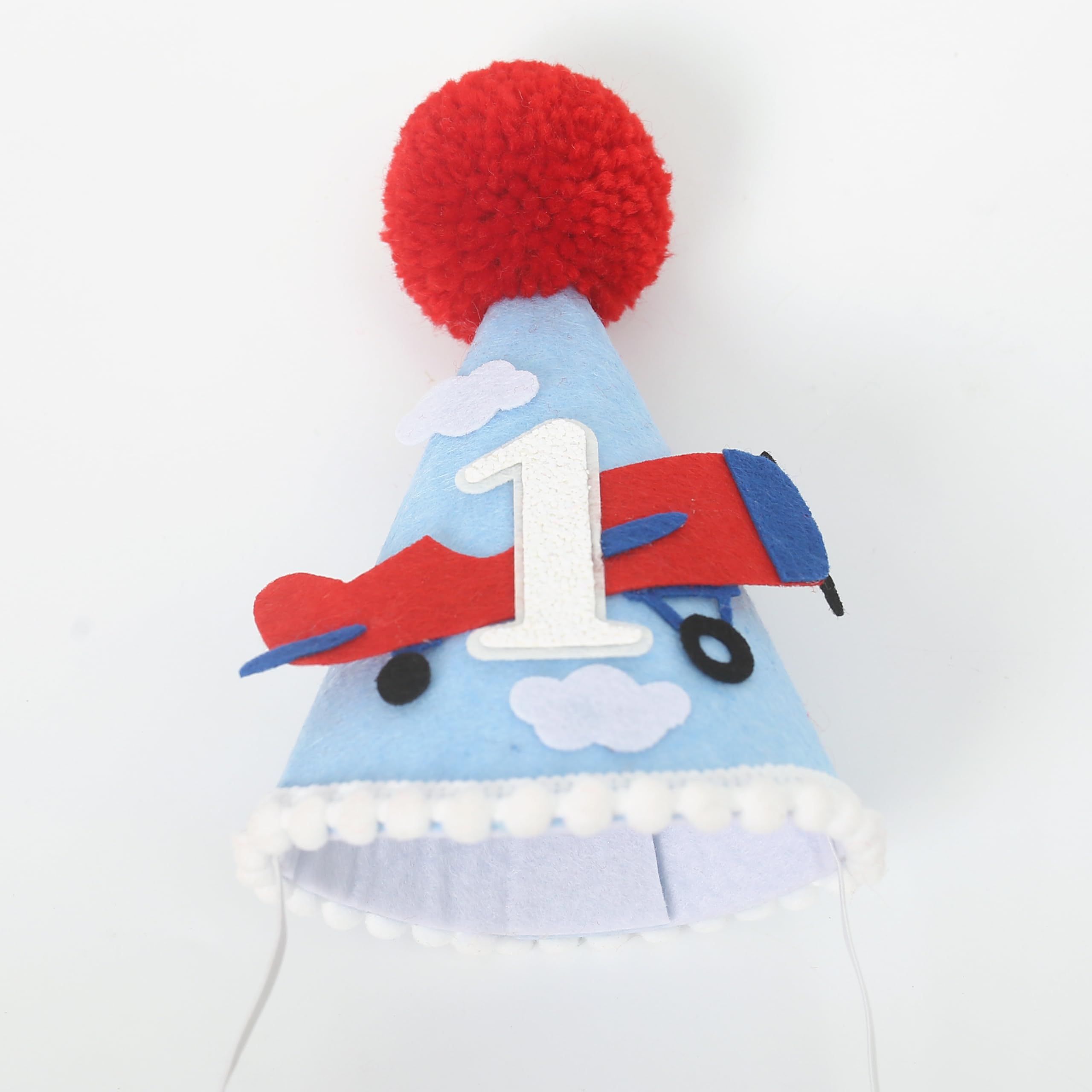 HGFC Airplane 1st Birthday Party Hat & Cake Topper Set – Handmade Aviation Decor
