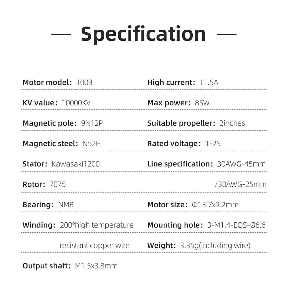 HGLRC Specter 1003 10000KV Brushless Motor for FPV Racing Drones – 1 Pack