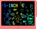 HHN 15 Inch LCD Writing Tablet for Kids - Pink Erasable Doodle Board with Lock Function, Pressure-Sensitive Screen