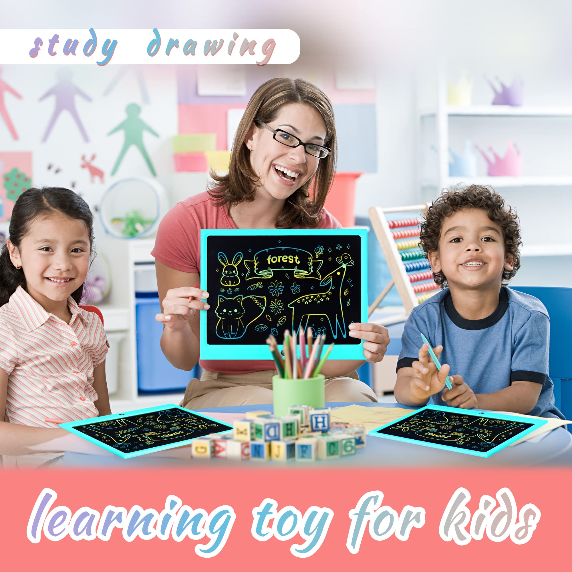HHN 15-Inch LCD Writing Tablet for Kids – Colorful Doodle Board with Lock Switch, Erasable Drawing Pad for Ages 3+