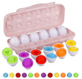 Hhyn 12-Piece Color & Shape Matching Eggs Set with Pink Storage Case – Toddler Learning Toy