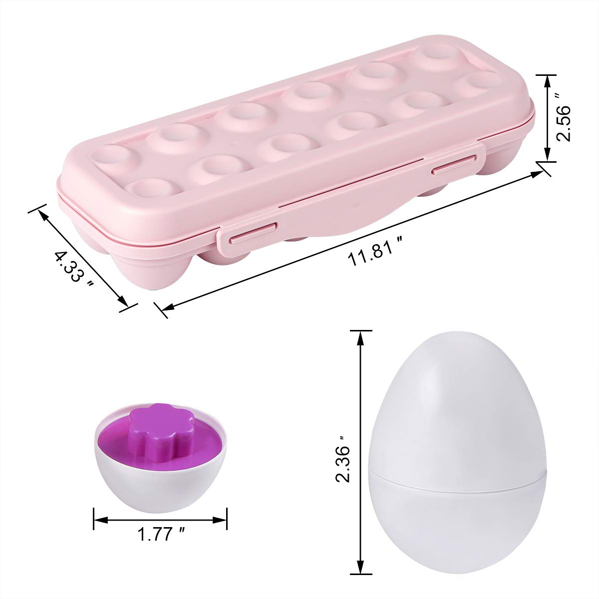 Hhyn 12-Piece Color & Shape Matching Eggs Set with Pink Storage Case – Toddler Learning Toy