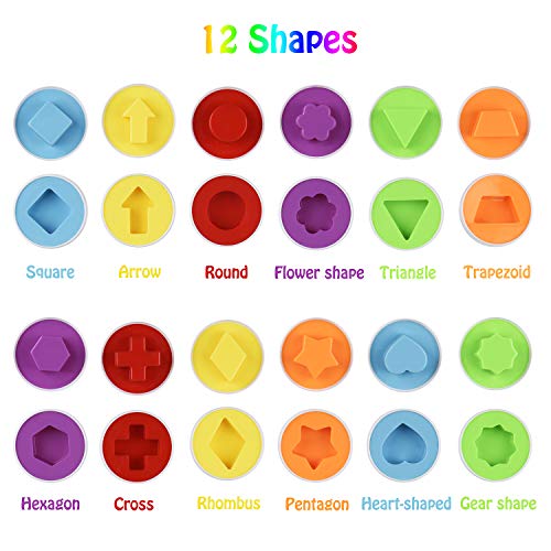 Hhyn 12-Piece Color & Shape Matching Eggs Set with Pink Storage Case – Toddler Learning Toy