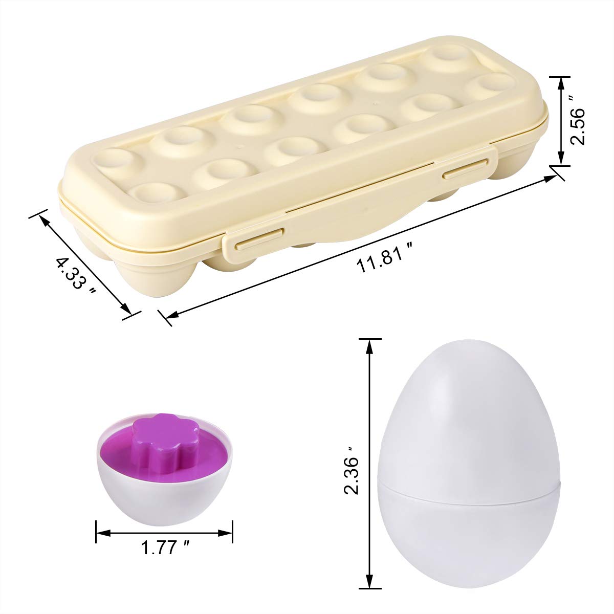 Hhyn Matching Eggs Set with Beige Holder – 12 Shape & Color Sorting Toys for Toddlers, Educational Puzzle Games
