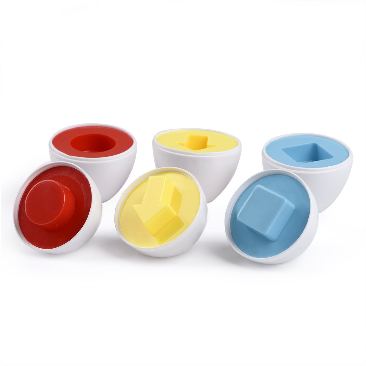 Hhyn Matching Eggs Set with Beige Holder – 12 Shape & Color Sorting Toys for Toddlers, Educational Puzzle Games