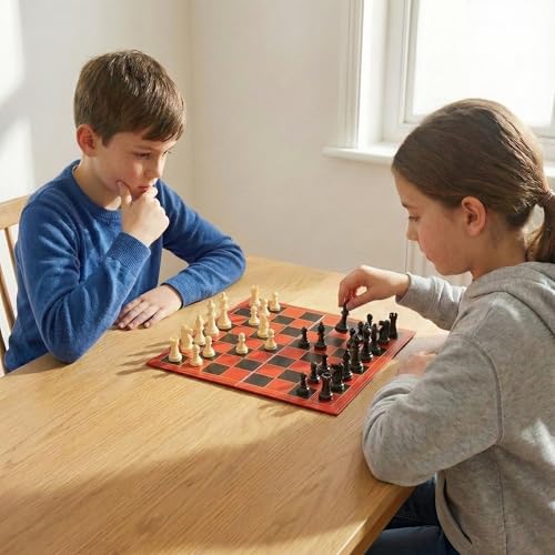 Hi-Q 3-in-1 Chess, Checkers & Tic-Tac-Toe Set – Double-Sided Folding Board with Interlocking Checkers