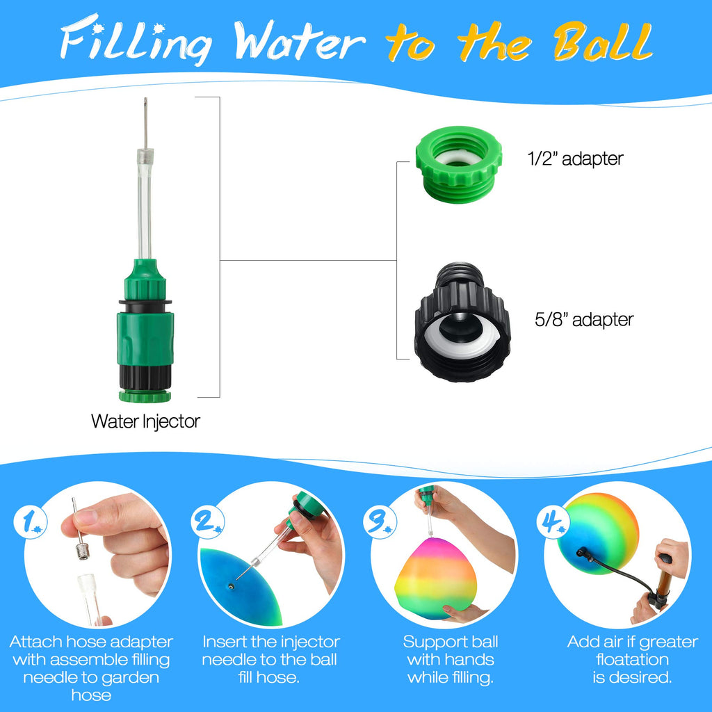 Hiboom 9 Inch Rainbow Diving Balls for Pool – Underwater Passing & Dribbling with Water Injector