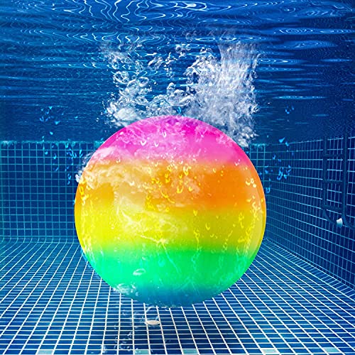 Hiboom 9 Inch Rainbow Diving Balls for Pool – Underwater Passing & Dribbling with Water Injector