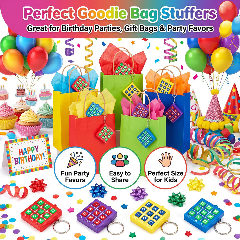 Hicarer 16-Pack Mini Tic Tac Toe Keychains – Party Favors, Classroom Prizes, Travel Games for Kids 3-12