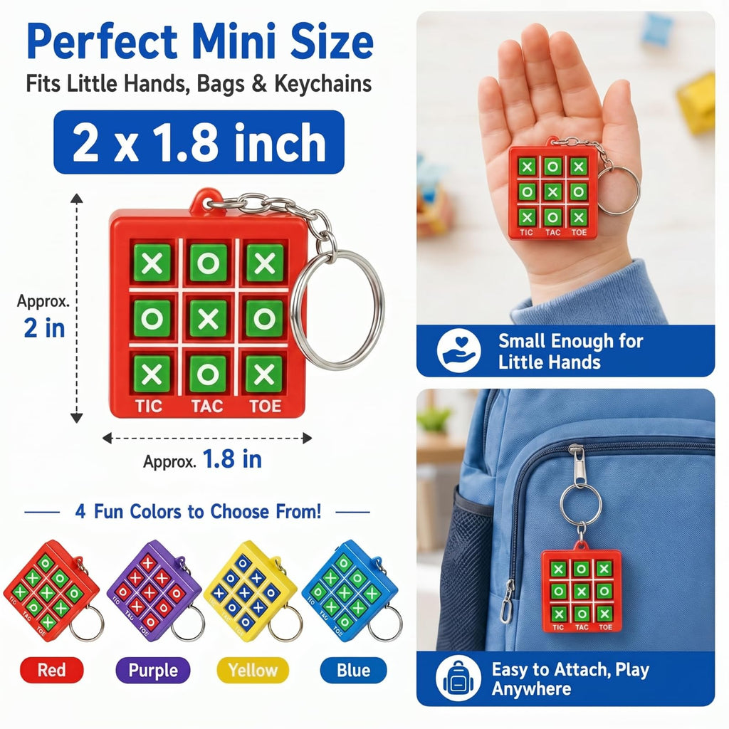 Hicarer 16-Pack Mini Tic Tac Toe Keychains – Party Favors, Classroom Prizes, Travel Games for Kids 3-12