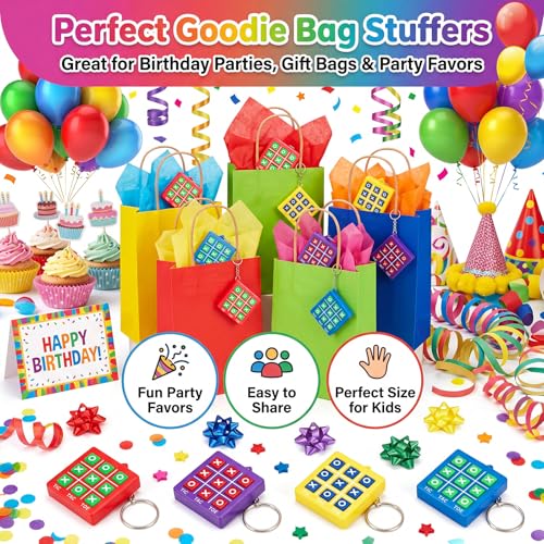 Hicarer 16-Pack Mini Tic Tac Toe Keychains – Party Favors, Classroom Prizes, Travel Games for Kids 3-12