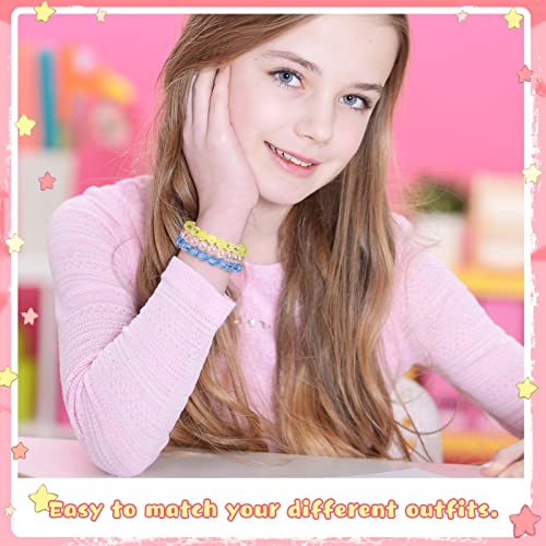 Hicarer 20-Piece Rainbow Bead Bracelets for Girls – Stretchy Princess Bracelets for Birthdays and Dress-Up