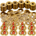 Hicarer 230-Piece Chinese Feng Shui Coins Set with Red Ropes for Good Luck, Wealth, and Health – Imitation Qing Dynasty I-Ching Coins in 5 Styles