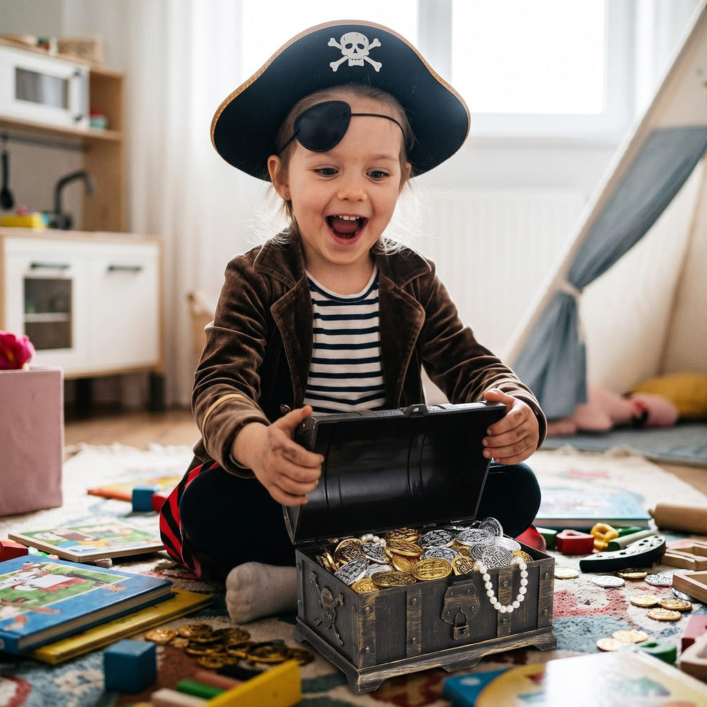 Hicarer 35-Piece Pirate Coin Set – Metal Treasure Coins in Bronze, Gold & Silver for Games and Party Decor