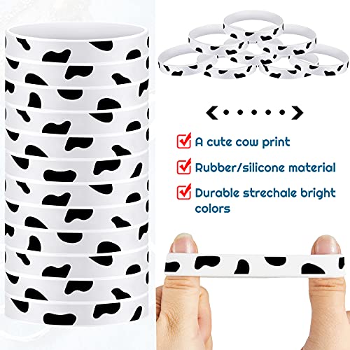 Hicarer Cow Print Rubber Slap Bracelets - 48 Pack, Silicone Western Party Favors