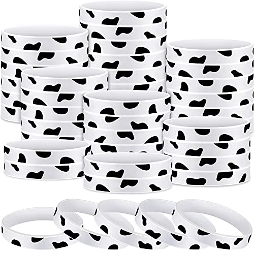 Hicarer Cow Print Rubber Slap Bracelets - 48 Pack, Silicone Western Party Favors