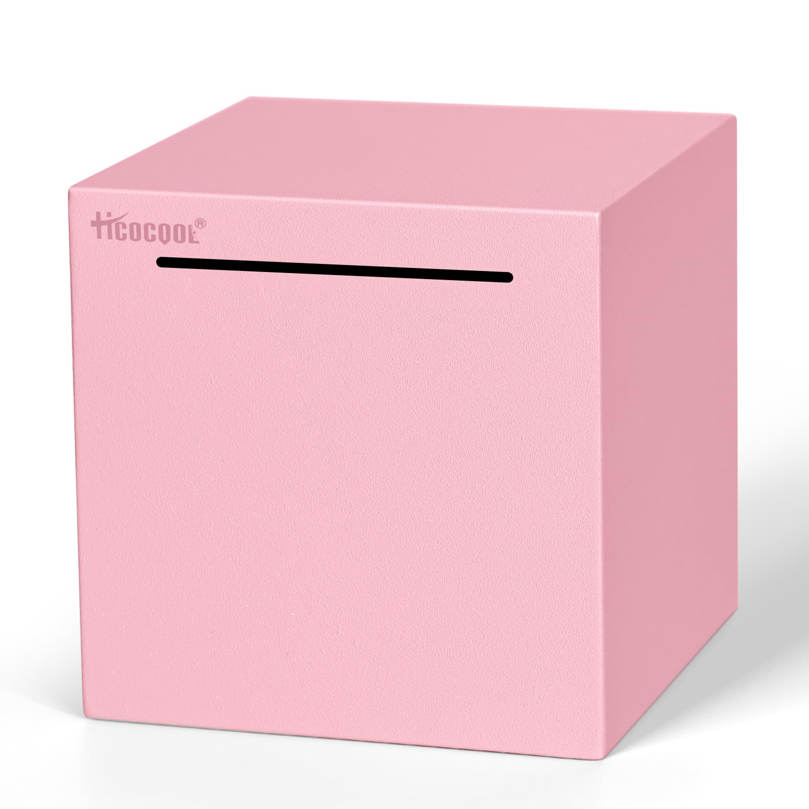 Hicocool Stainless Steel Piggy Bank for Adults – Unbreakable, Break-to-Open Money Box in Glitter Pink, Palm Size