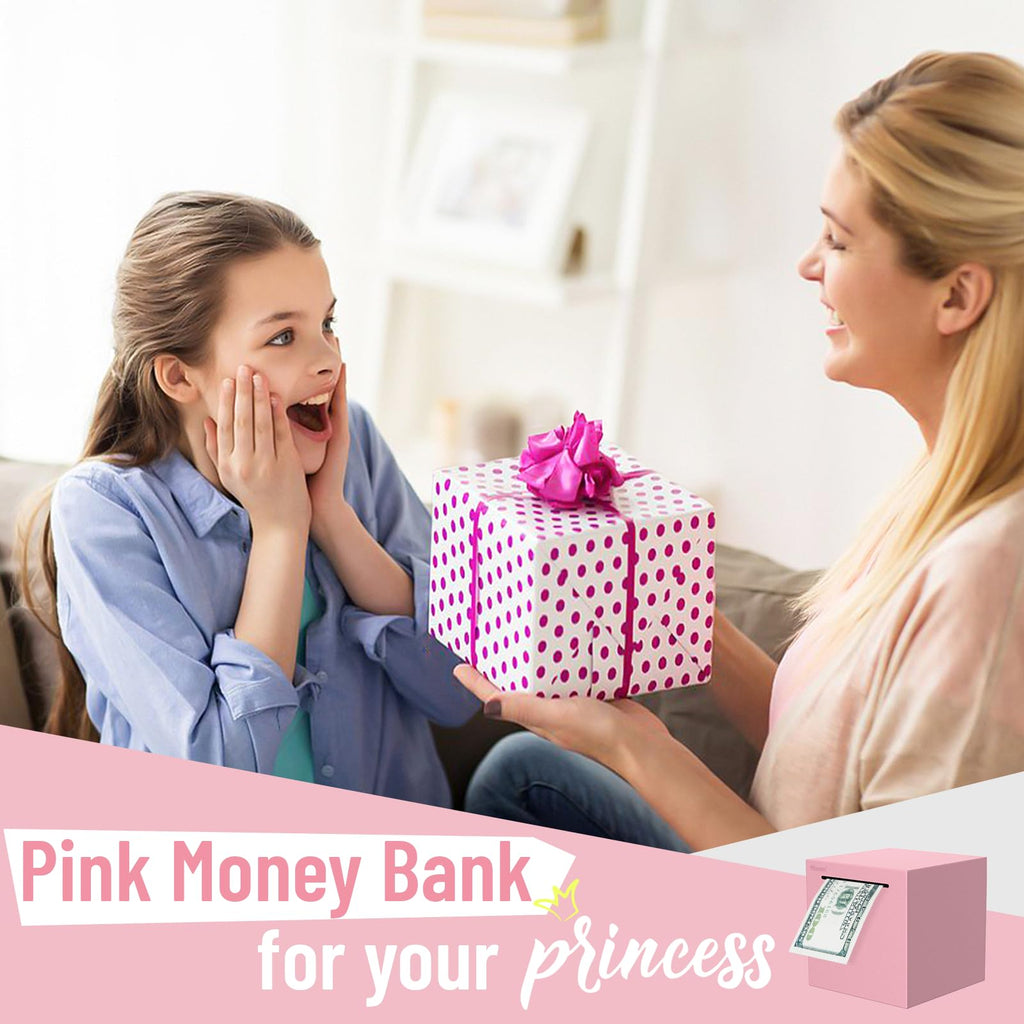 Hicocool Stainless Steel Piggy Bank for Adults – Unbreakable, Break-to-Open Money Box in Glitter Pink, Palm Size