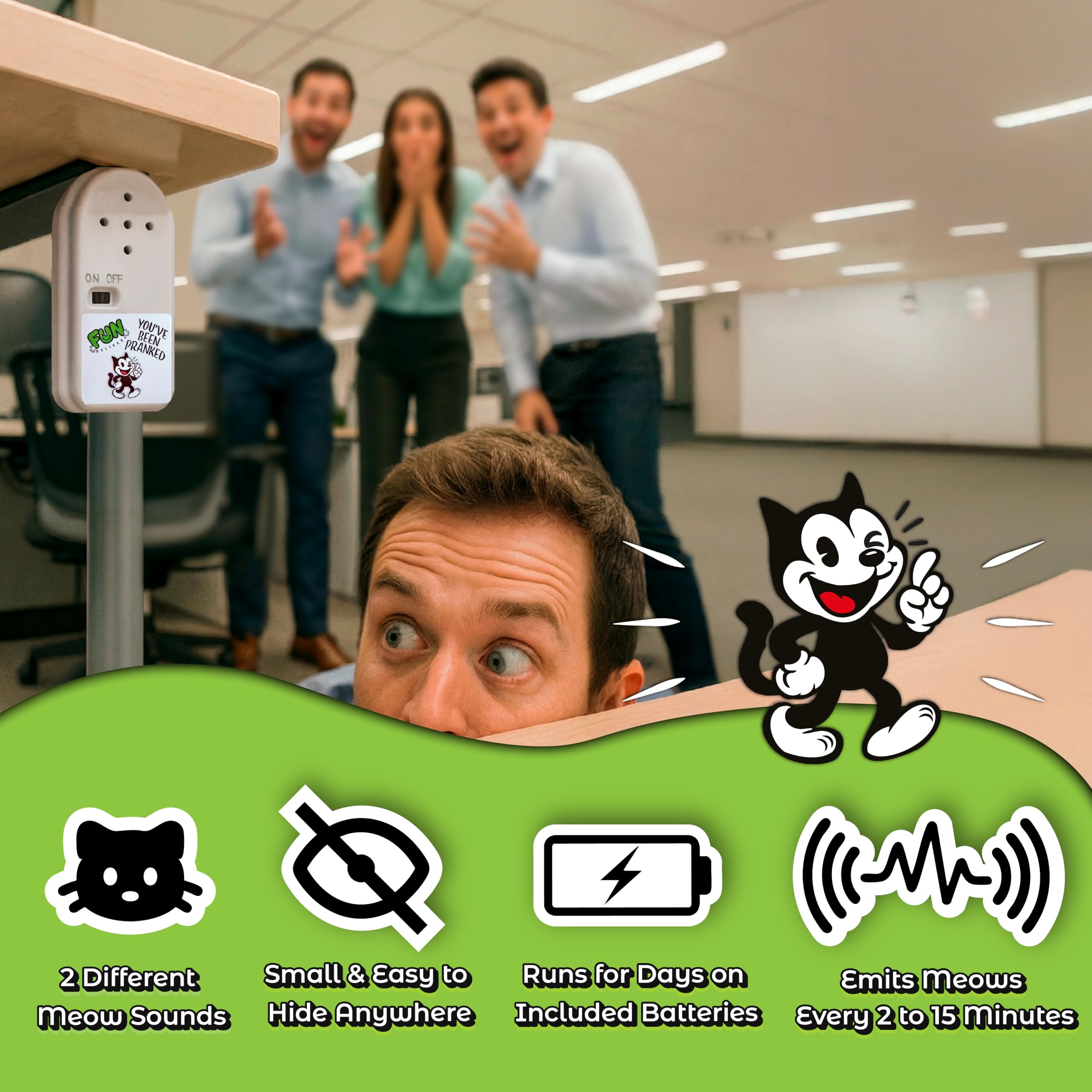 Hidden Cat Prank Noise Maker – Realistic Meowing Sound Device for Office Pranks & Gags
