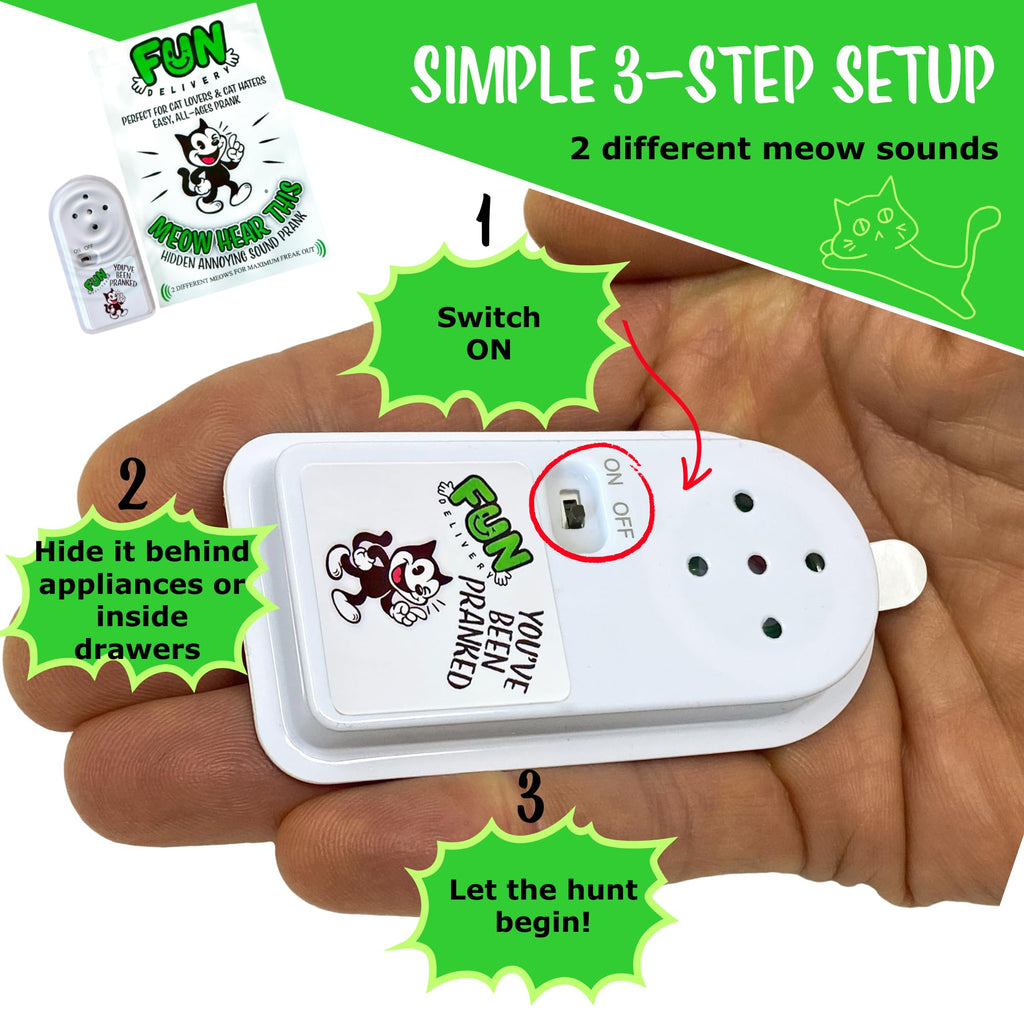Hidden Cat Prank Noise Maker – Realistic Meowing Sound Device for Office Pranks & Gags