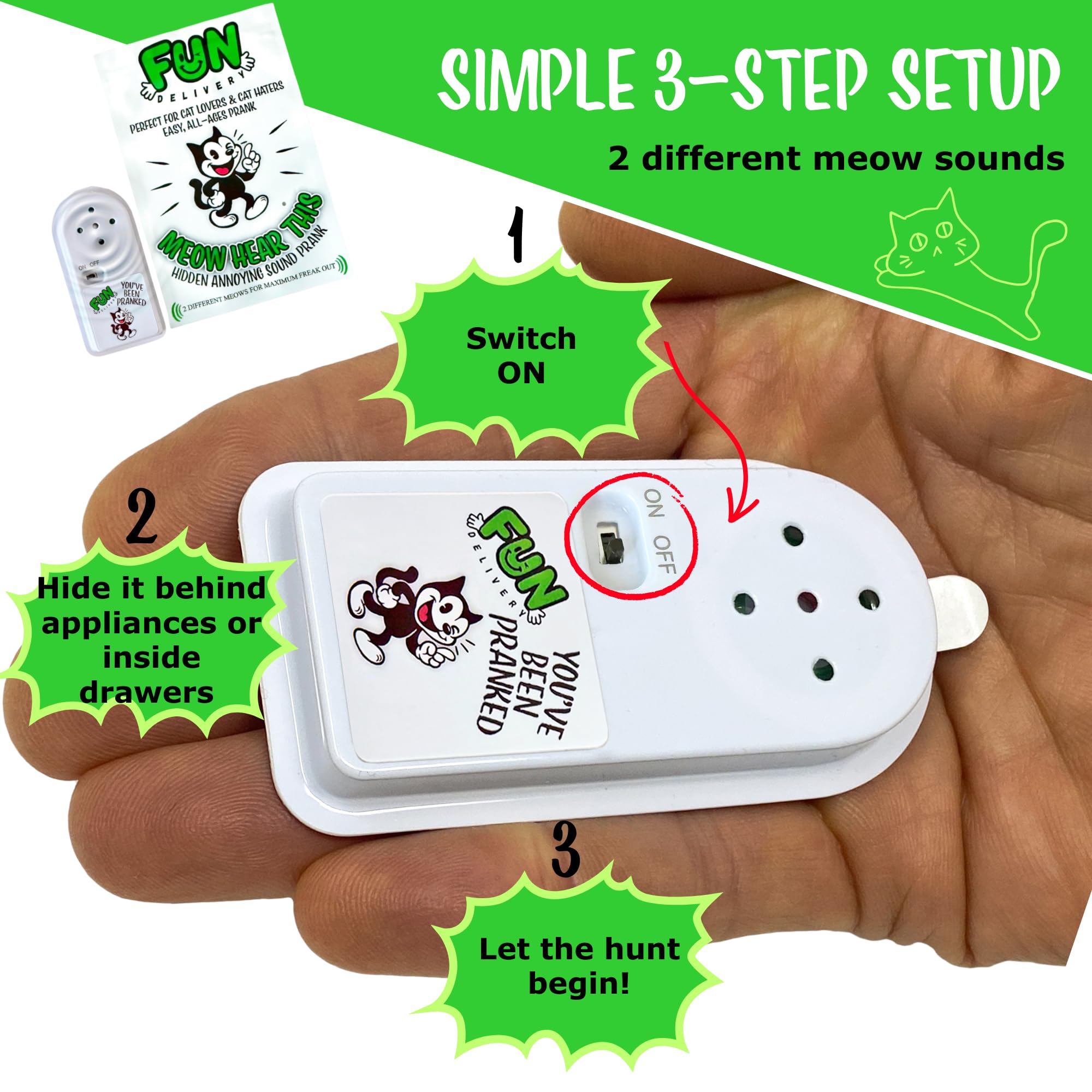 Hidden Cat Prank Noise Maker – Realistic Meowing Sound Device for Office Pranks & Gags