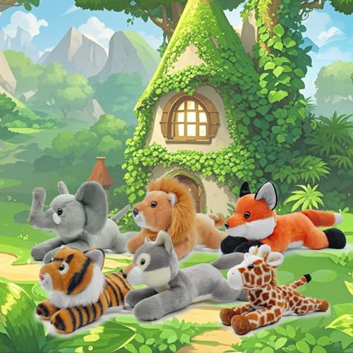 Hideekoog 8-Inch Realistic Lying Down Lion Plush Toy – Soft Stuffed Animal for Kids and Collectors