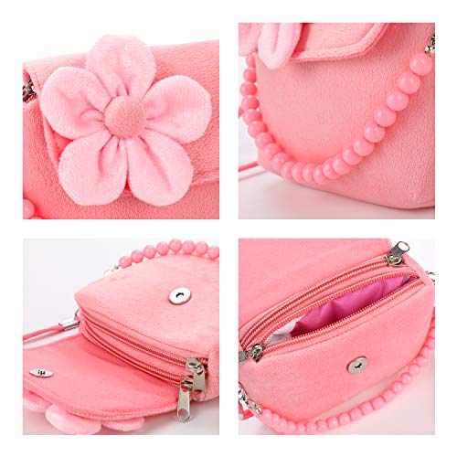 Hifot Kids Plush Jewelry Set with Handbag – Princess Dress-Up Set for Girls 3-8