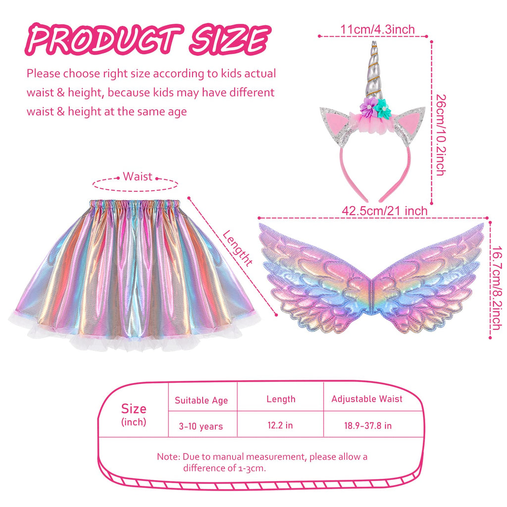 Hifot Unicorn Costume for Girls – Tutu Dress with Wings and Headband Set