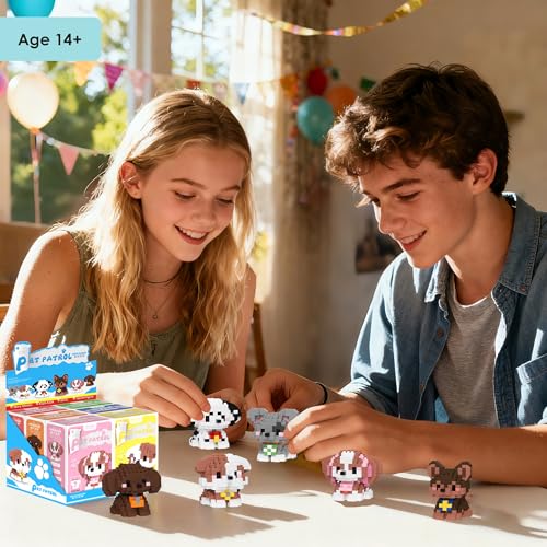HIGH GODO Dog Party Favors Building Set - 6 Pack Mini Dogs Micro Blocks for Ages 14+