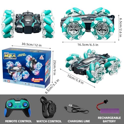 Highmall 1:16 Scale Gesture Sensing RC Stunt Car - 15 KM/H, 4WD, LED Lights, 2.4GHz, for Ages 8-13