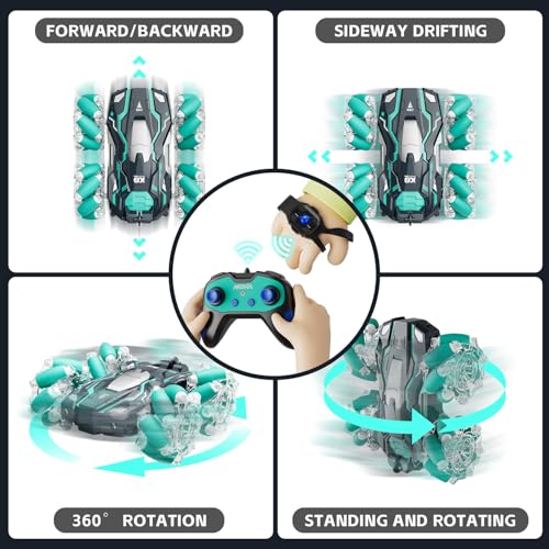 Highmall 1:16 Scale Gesture Sensing RC Stunt Car - 15 KM/H, 4WD, LED Lights, 2.4GHz, for Ages 8-13